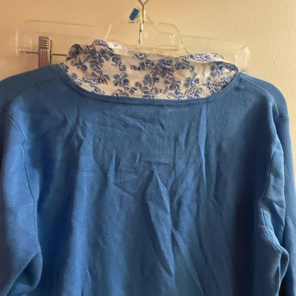 Covington Blue Long Sleeve Sweater Top Floral XL 18 78% Silk Bust 46” New NWT - Picture 8 of 8